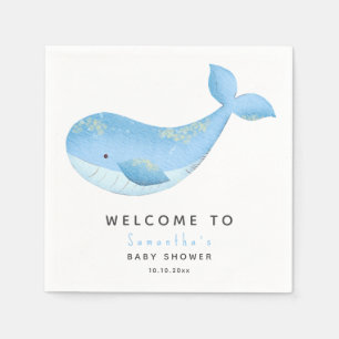 Waterverf walvis welkom in baby shower servet