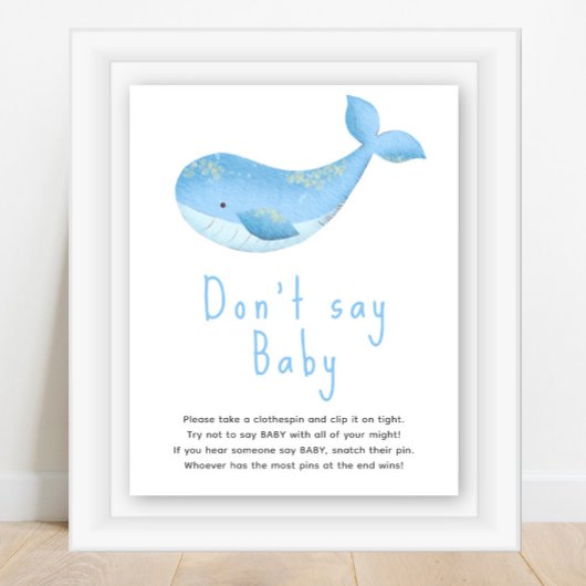 Waterverf walvis - Zeg niet baby Poster