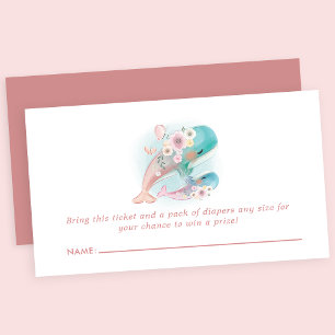Waterverf Walvissen Baby Shower Luiers Raffle Informatiekaartje