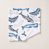 Waterverf walvissen bad handdoek (Wasdoekje)