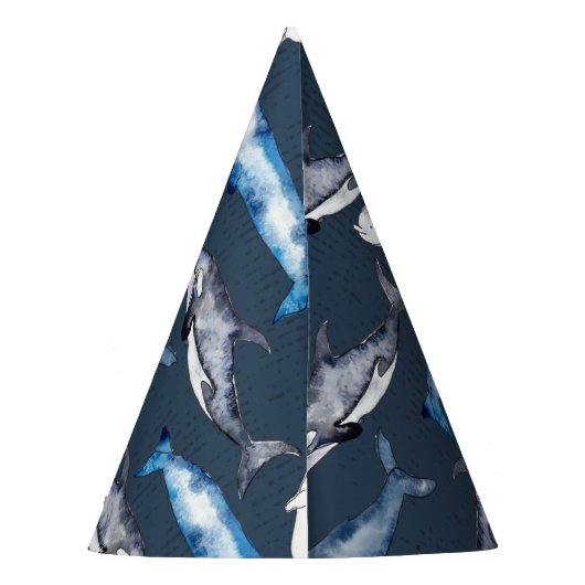 Waterverf walvissen feesthoedjes (Achterkant)