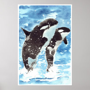 Waterverf walvissen poster