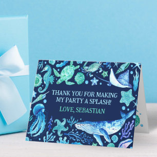 Waterverf walvisvloot onder het Zee Bedankkaart