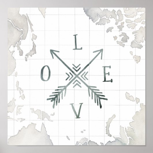 Waterverf Wanderlust Adventure III | Liefde Poster (Voorkant)