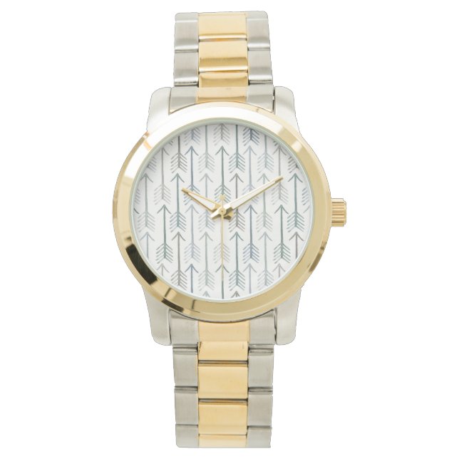 Waterverf Wanderlust Arrow Pattern Horloge (Voorkant)