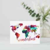 Waterverf Wanderlust Wereldkaart Briefkaart (Staand voorkant)