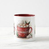 Waterverf warme cacao met marshmallows kerst mok (Midden)