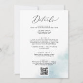 Waterverf was | Blauw in één QR-code-bruiloft Kaart (Achterkant)