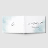 Waterverf was | Blauwe monogram rugbruiloft Gastenboek (Volledig)