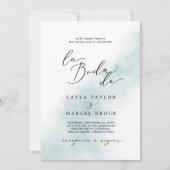 Waterverf was | Blue La Boda de Wedding Kaart (Voorkant)