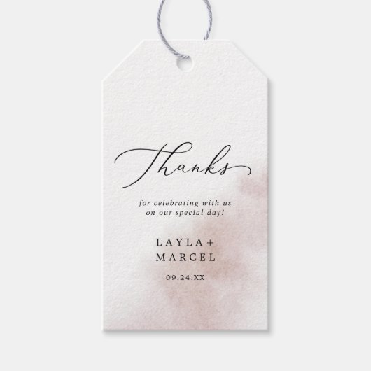 Waterverf was | Blush Bedankt voor je plezier Cadeaulabel (Voorkant)