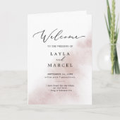 Waterverf was | Blush Folded Wedding Programma (Voorkant)