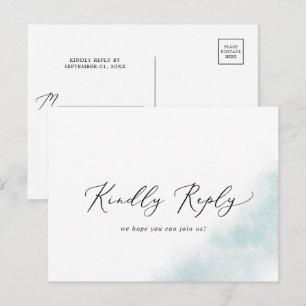 Waterverf was   Briefkaart Blauw Song RSVP