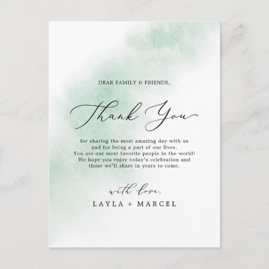 Waterverf was | Green Bedankt Kaart voor ontvangst (Voorkant)