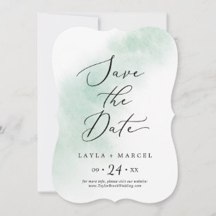 Waterverf was Groen huwelijk Save The Date