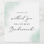 Waterverf was | Groen voorstel van de Bridesmaid Wijn Etiket (Enkel label)