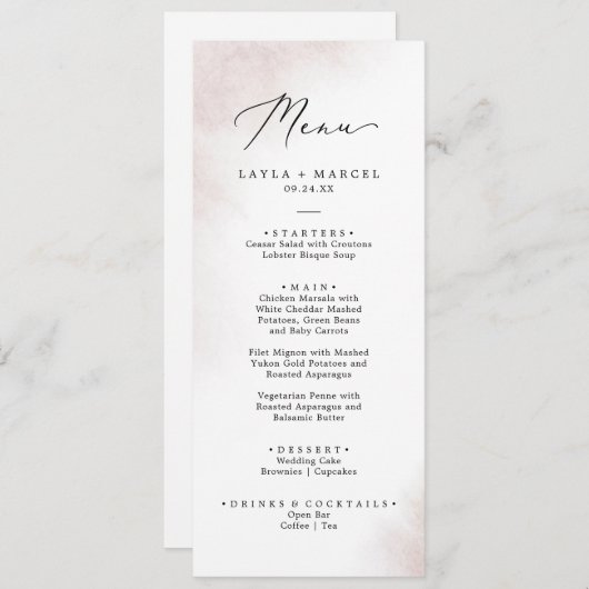 Waterverf was | Menu Blinde bruiloft (Voorkant / Achterkant)