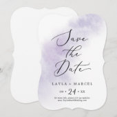 Waterverf was | Paars huwelijk Save The Date (Voorkant / Achterkant)