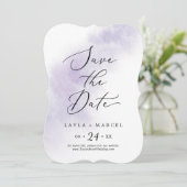 Waterverf was | Paars huwelijk Save The Date (Staand voorkant)