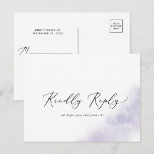 Waterverf was Paars Song RSVP-Briefkaart Uitnodiging Briefkaart