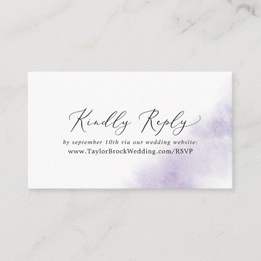 Waterverf was | Paarse bruiloft Website RSVP Informatiekaartje (Voorkant)