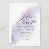 Waterverf was | Paarse Laten we vieren Kaart (Voorkant / Achterkant)