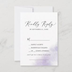Waterverf was Paarse Song Request RSVP Card Kaartje