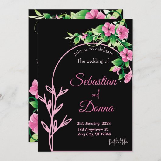 Waterverf was | Paarse uitnodiging (Voorkant / Achterkant)