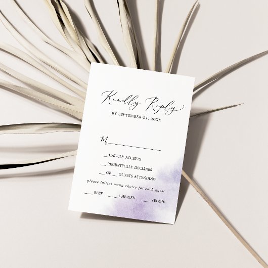 Waterverf was | RSVP-kaart voor Paarse menukeuze RSVP Kaartje