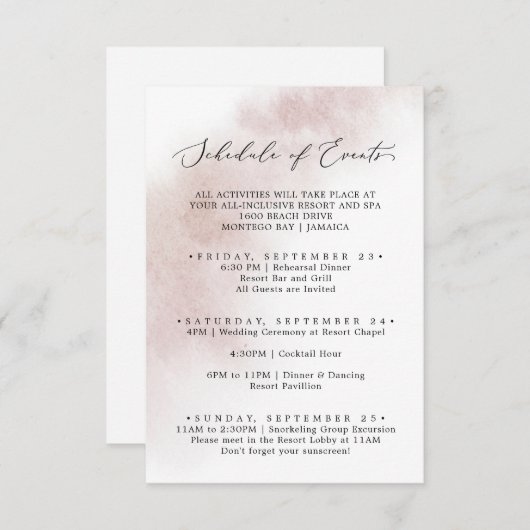 Waterverf was | Schema van het Weekendeschema in h Informatiekaartje (Voorkant / Achterkant)