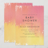 Waterverf Wash Roze Meisjes Baby shower Uitnodigen Kaart (Voorkant / Achterkant)