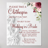 Waterverf wasknijper bruiloftsborrel spelbord poster (Voorkant)