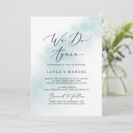 Waterverf Wassen | Blauw We doen weer brunch Kaart (Staand voorkant)