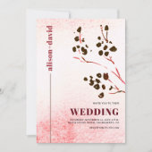 Waterverf wassen en tak Japandi bruiloft Kaart (Voorkant)