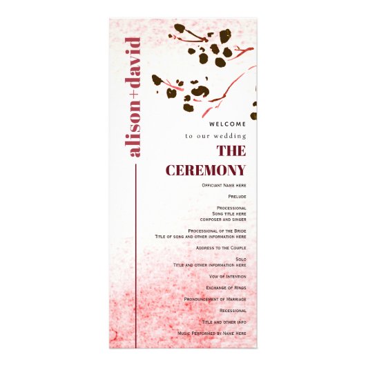 Waterverf wassen en tak Japandi bruiloft programma (Voorkant)