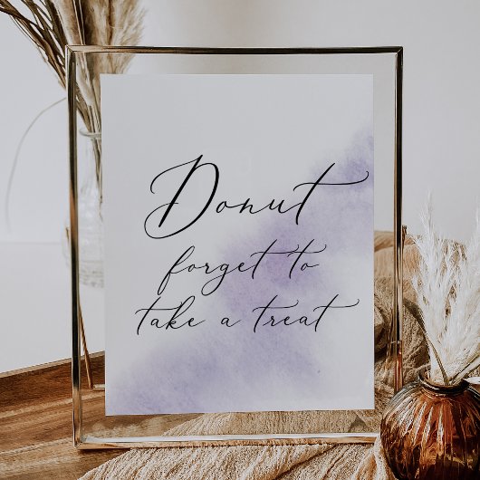Waterverf Wassen | Paarse Donut Favor Bruiloft Poster