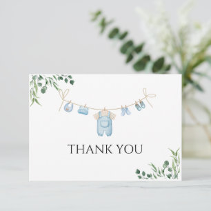 Waterverf Wasserij Blauw Baby shower Bedankkaart