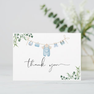 Waterverf Wasserij Blauw Baby shower Bedankkaart