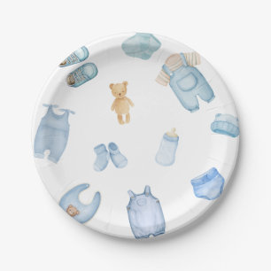 Waterverf Wasserij Blauw Baby shower Papieren Bordje