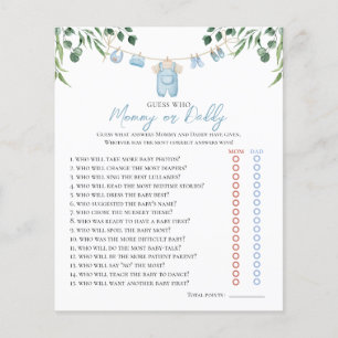 Waterverf Wasserij Blue Greenery Baby shower spel
