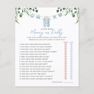 Waterverf Wasserij Blue Greenery Baby shower spel