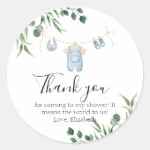 Waterverf Wasserij Blue Greenery Bedankt Ronde Sticker (Voorkant)