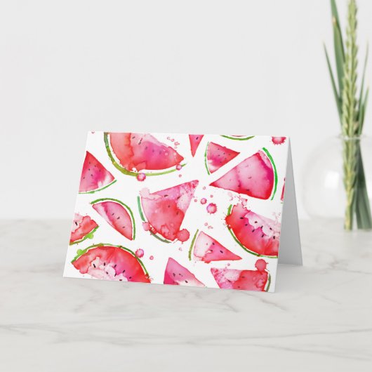 Waterverf Watermeloen 1 Bedankkaart (Voorkant)