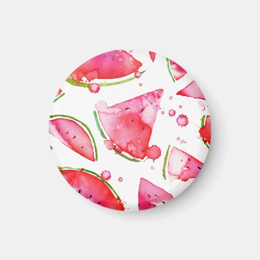 Waterverf Watermeloen 1 Magneet (Voorkant)