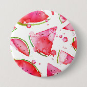 Waterverf Watermeloen 1 Ronde Button 7,6 Cm (Voorkant)
