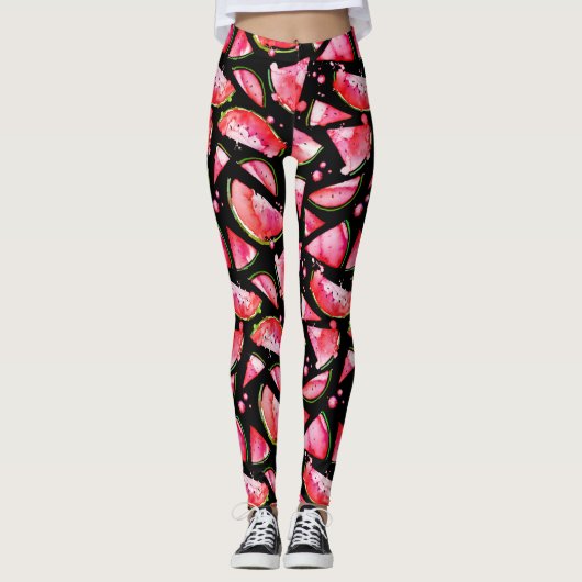 Waterverf Watermeloen 2 Leggings (Voorkant)