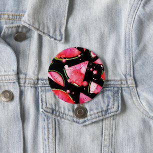 Waterverf Watermeloen 2 Ronde Button 7,6 Cm