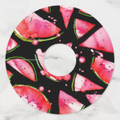 Waterverf Watermeloen 2 Wijnglaslabel (Achterkant)