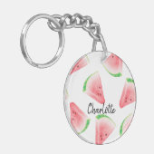 Waterverf Watermeloen Custom Name Gift Sleutelhanger (Voorkant Links)