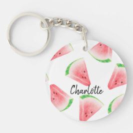 Waterverf Watermeloen Custom Name Gift Sleutelhanger